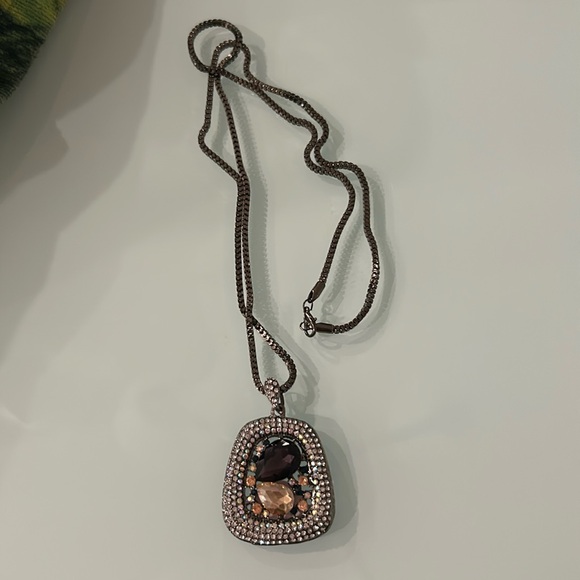 Vintage Necklace square and crystals - Picture 1 of 2